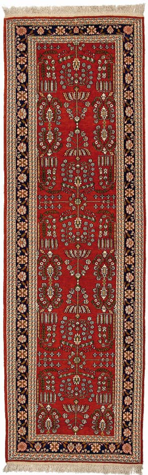 Detail image of 3' 2 x 10' 3 Hand Knotted Kashmir Oriental Wool Runner Rug