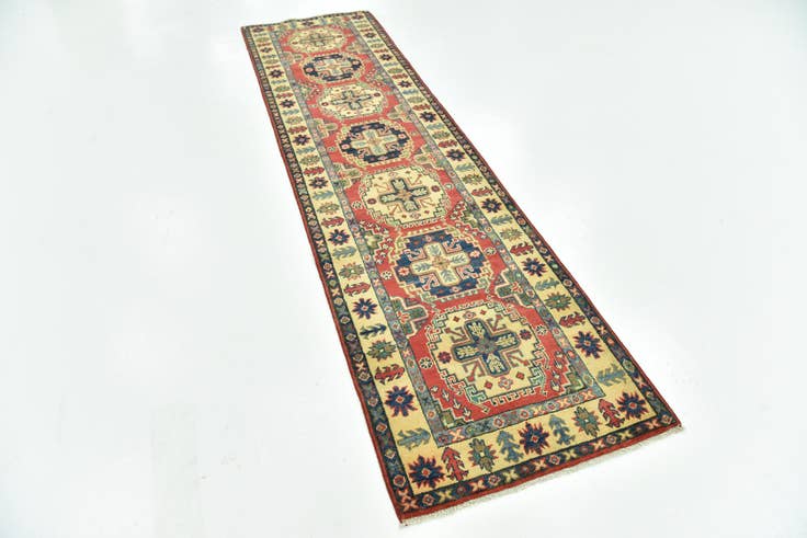 Detail image of 2' 7 x 9' 9 Hand Knotted Kazak Runner Rug
