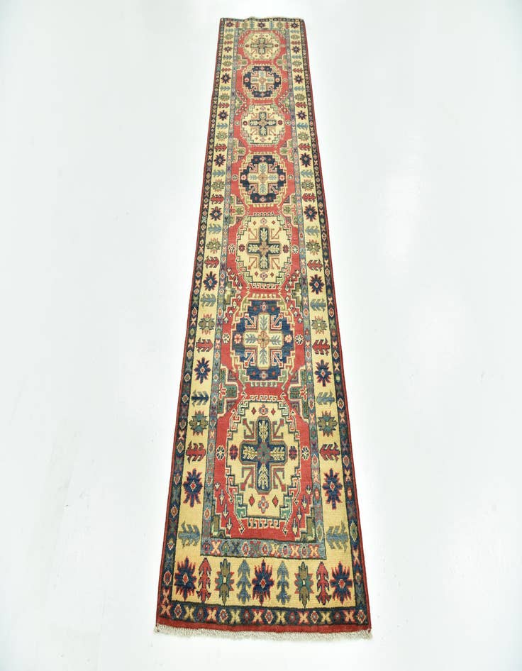 Detail image of 2' 7 x 9' 9 Hand Knotted Kazak Runner Rug