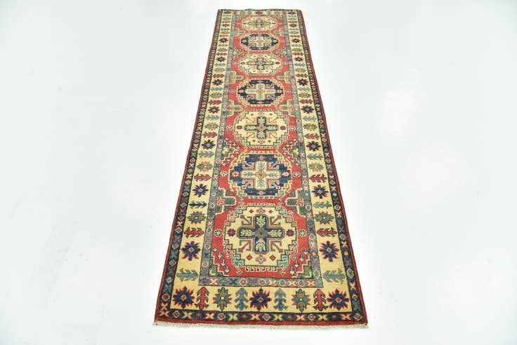 Detail image of 2' 7 x 9' 9 Hand Knotted Kazak Runner Rug