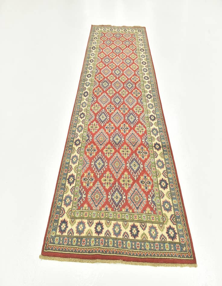 Detail image of 4' x 10' 4  Hand Knotted Kazak Runner Rug