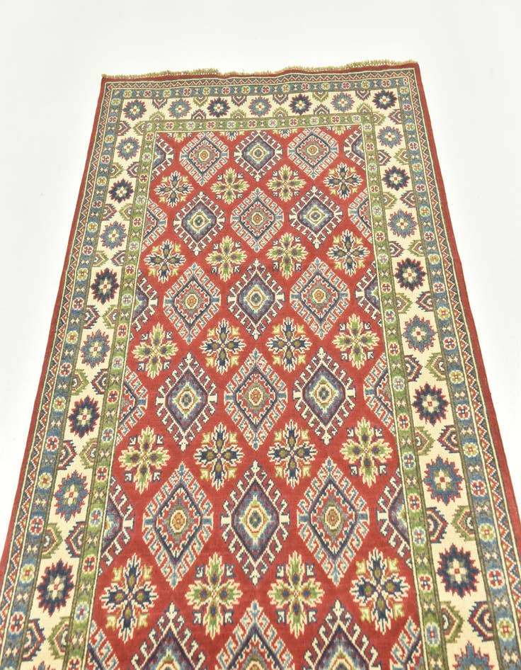 Detail image of 4' x 10' 4  Hand Knotted Kazak Runner Rug