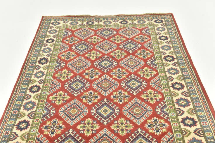 Detail image of 4' x 10' 4 Hand Knotted Kazak Runner Rug