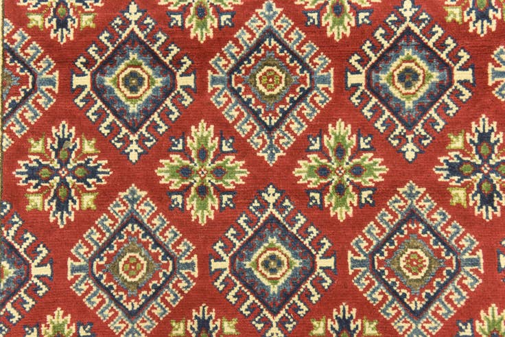 Detail image of 4' x 10' 4 Hand Knotted Kazak Runner Rug