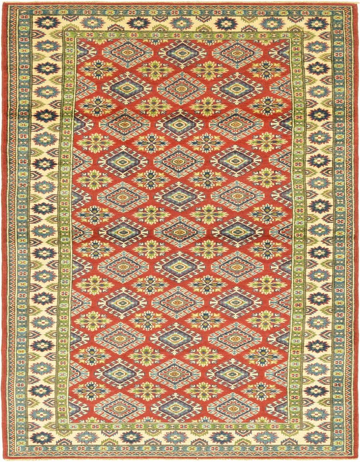Detail image of 4' x 10' 4 Hand Knotted Kazak Runner Rug