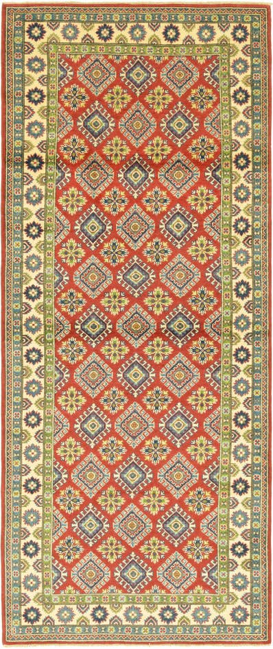 Detail image of 4' x 10' 4 Hand Knotted Kazak Runner Rug