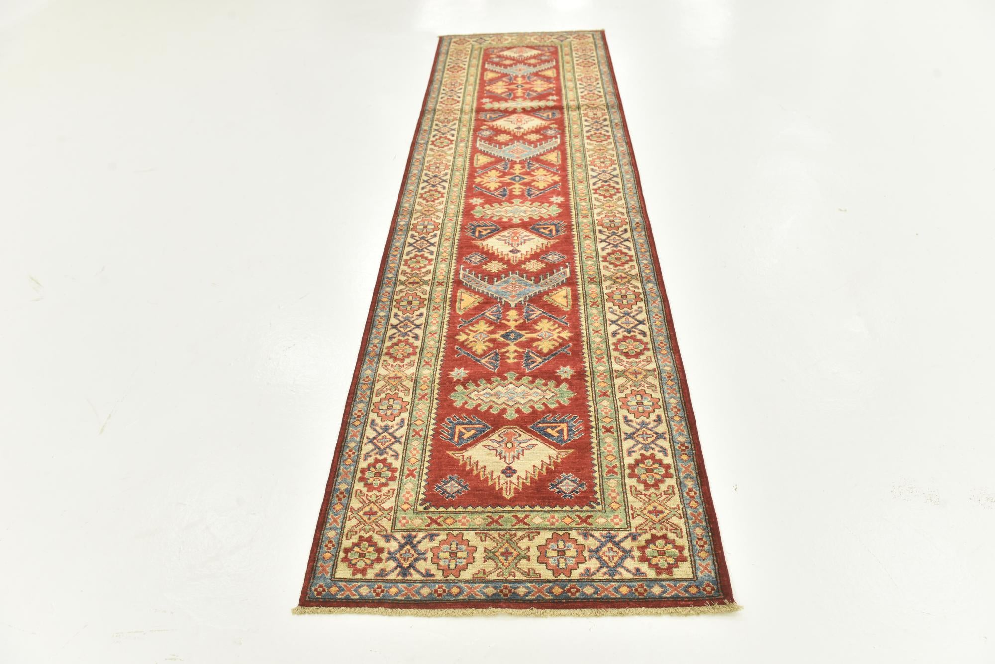 2' 9 x 9' 9 Hand Knotted Kazak Oriental Runner Rug