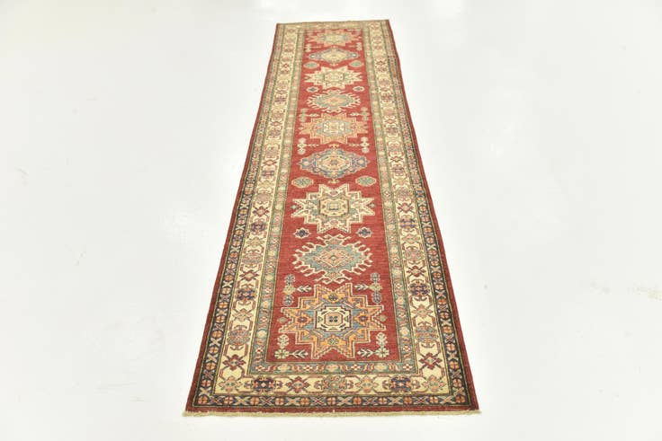Detail image of 2' 6 x 9' 6 Hand Knotted Kazak Oriental Runner Rug