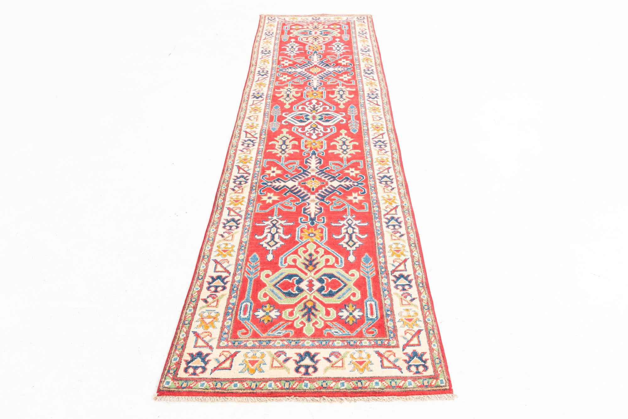 2' 7 x 10' Hand Knotted Kazak Runner Rug