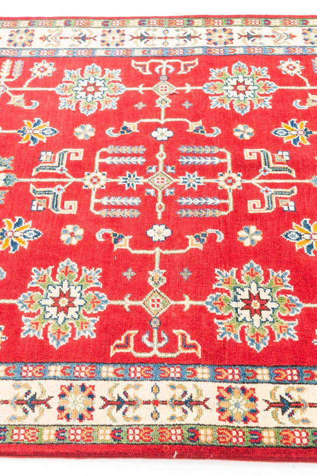 Detail image of 4' x 10' Hand Knotted Kazak Runner Rug