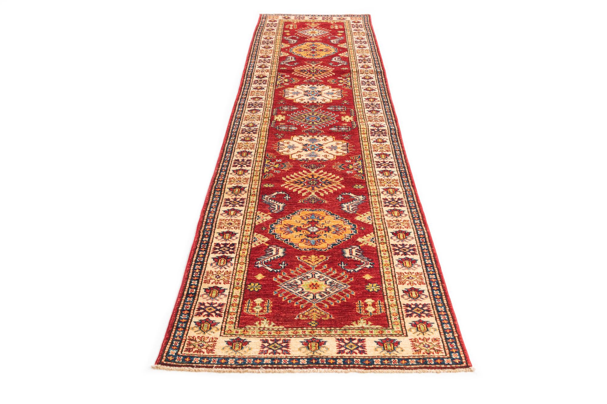 2' 8 x 10' Hand Knotted Kazak Runner Rug