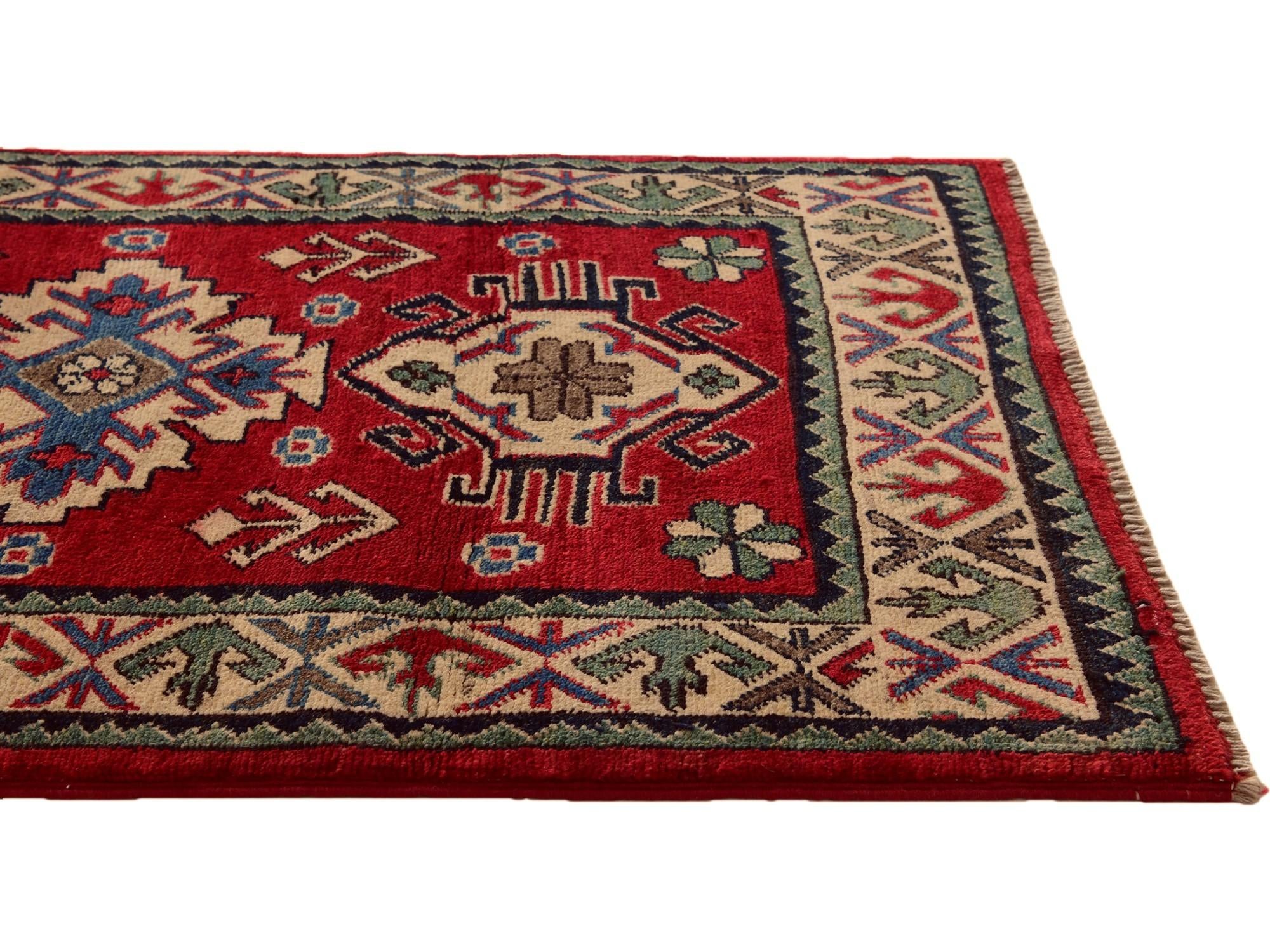 2' 1 x 3' 8 Hand Knotted Kazak Runner Rug