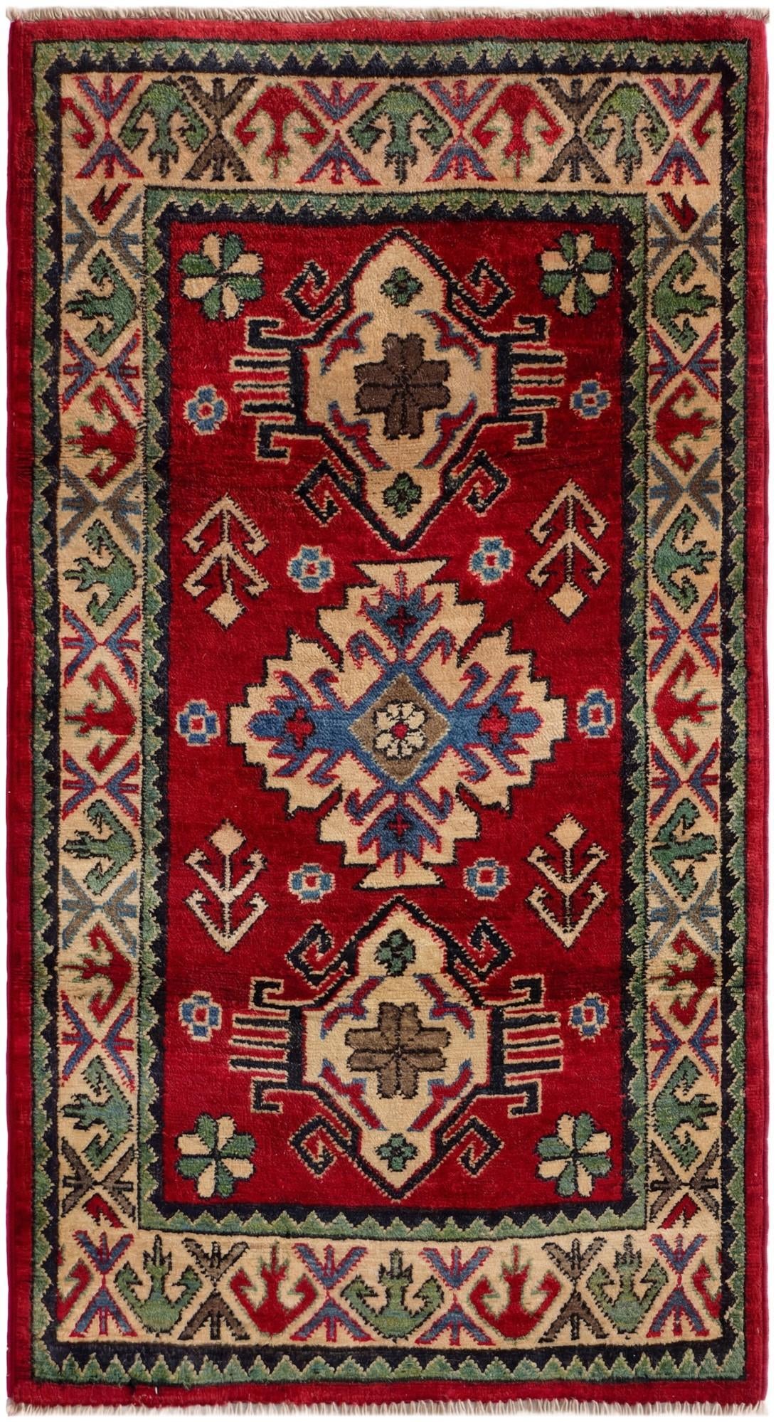2' 1 x 3' 8 Hand Knotted Kazak Runner Rug
