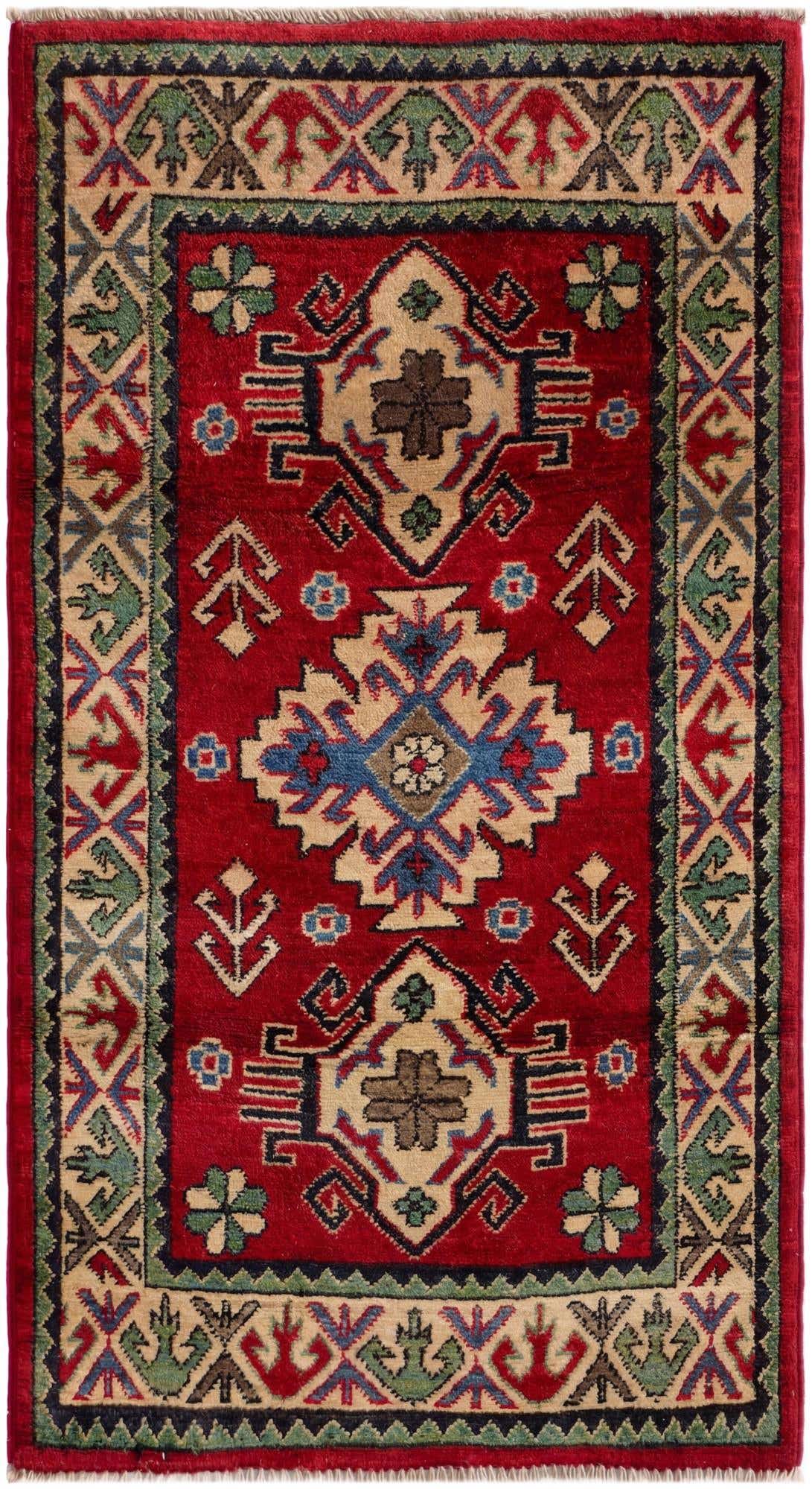 2' 1 x 3' 8 Hand Knotted Kazak Runner Rug