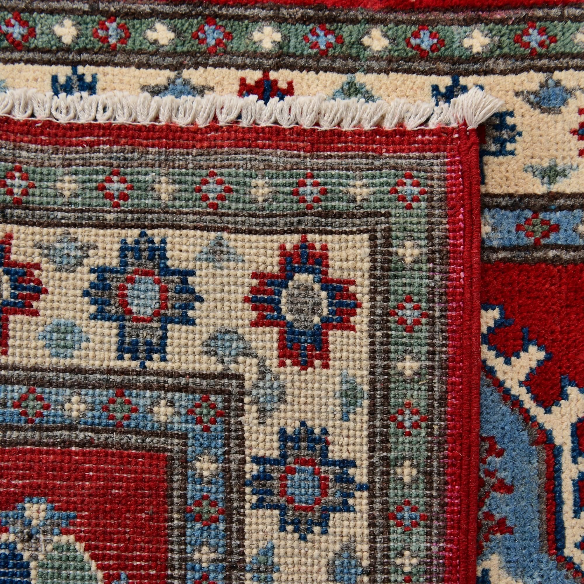 60cm x 190cm Hand Knotted Kazak Runner Rug