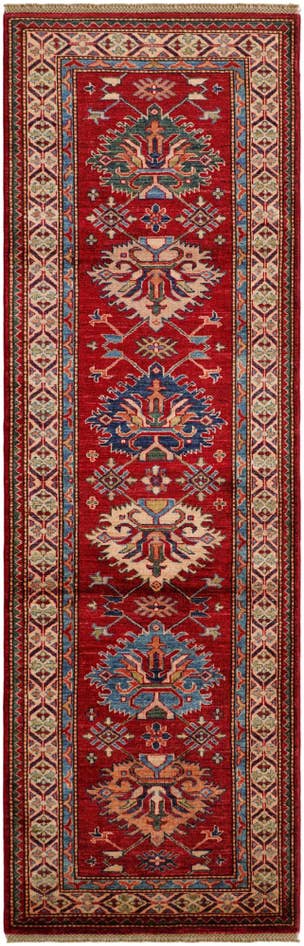 Detailansicht von 80cm x 250cm Handgeknüpft Kazak Läufer Teppich