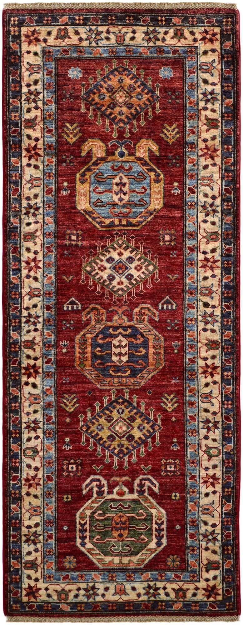 2' 7 x 6' 6 Hand Knotted Kazak Runner Rug