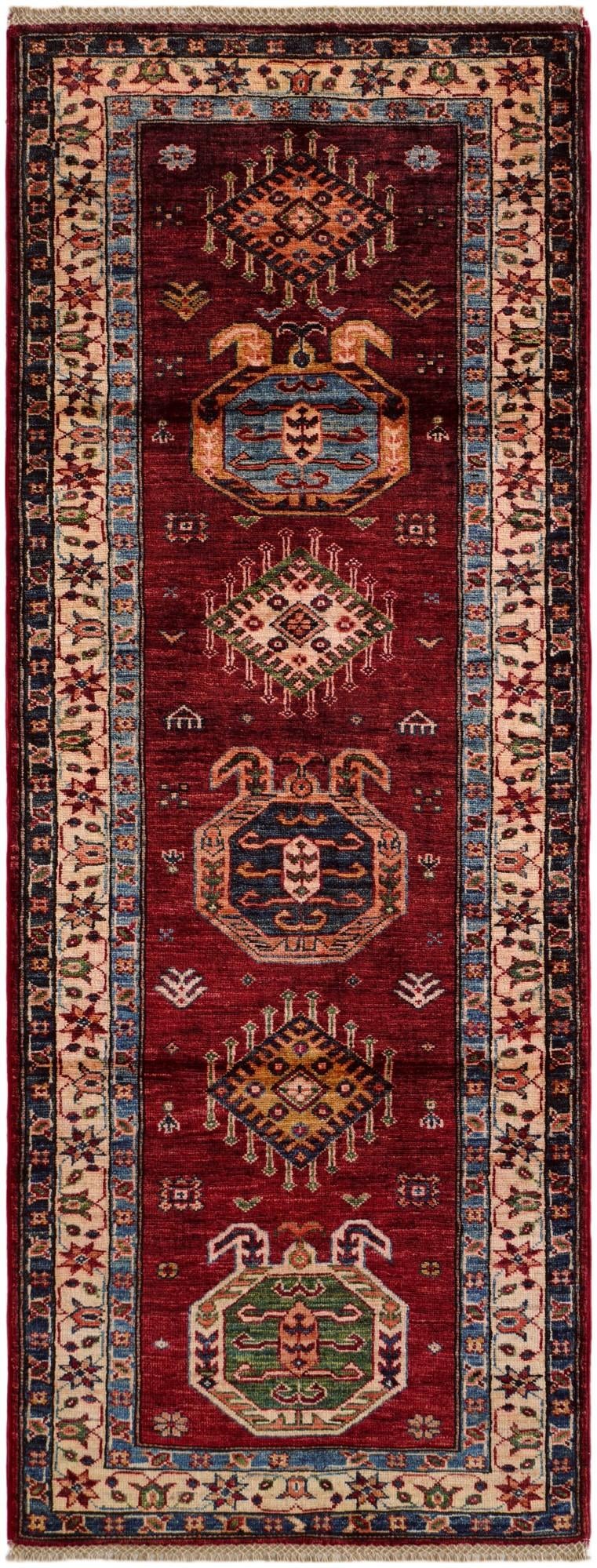 2' 7 x 6' 10 Hand Knotted Kazak Runner Rug