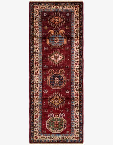 2' 7 x 6' 10 Hand Knotted Kazak Runner Rug