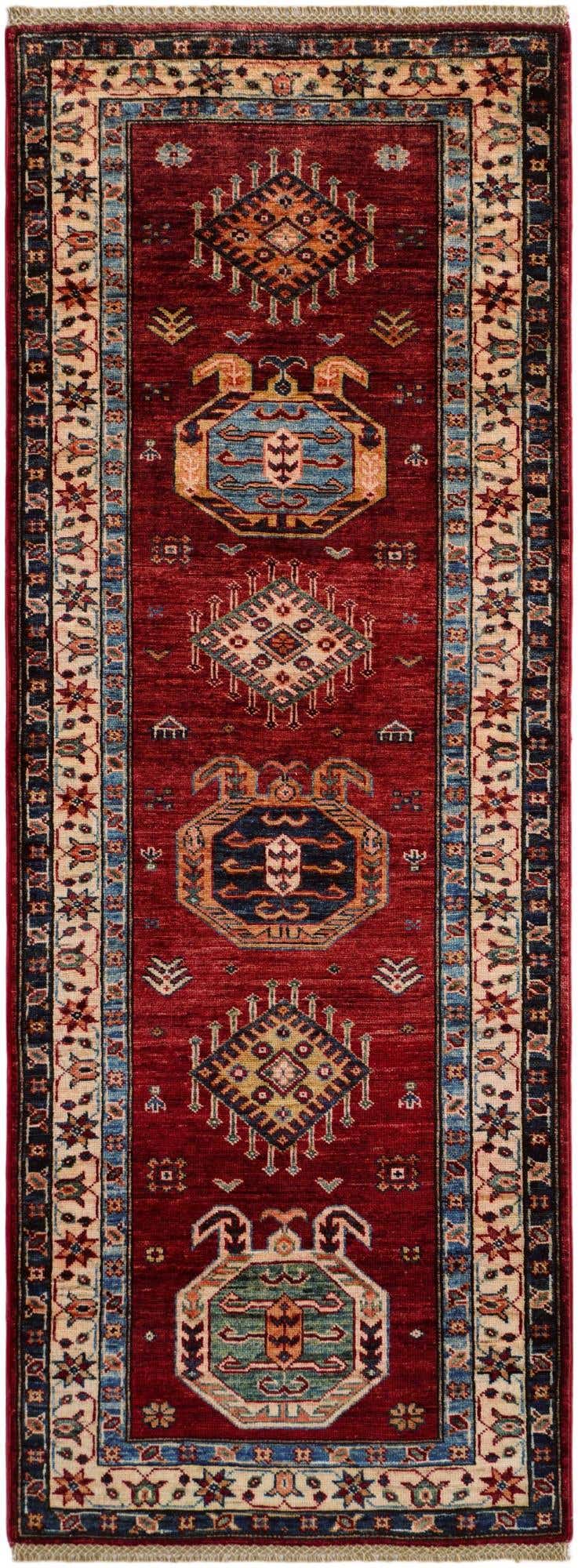 2' 7 x 6' 11 Hand Knotted Kazak Runner Rug