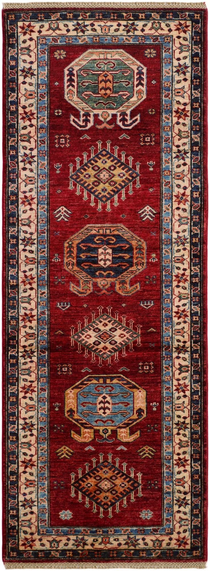 2' 6 x 6' 10 Hand Knotted Kazak Runner Rug