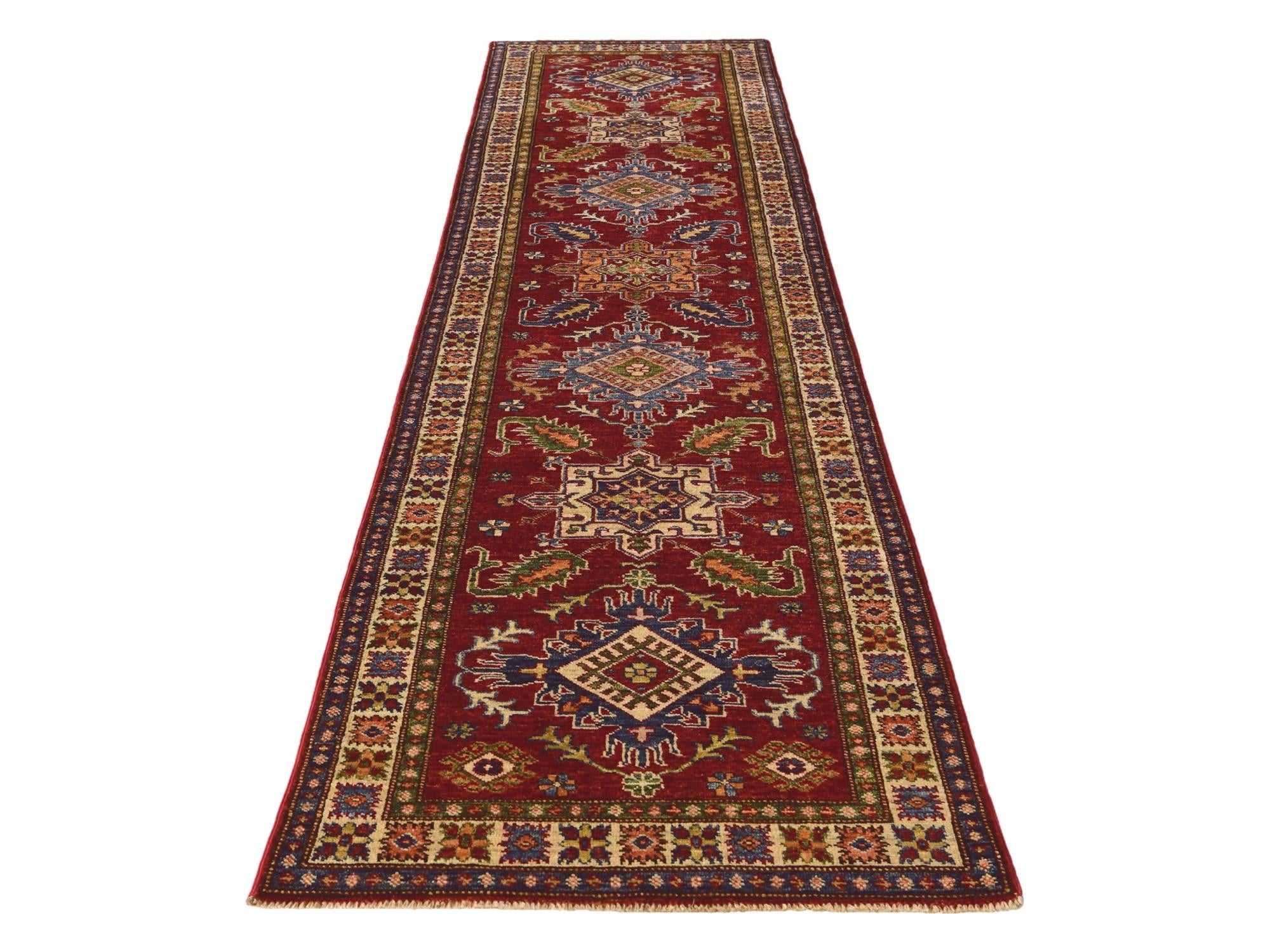 2' 6 x 10' Hand Knotted Kazak Runner Rug