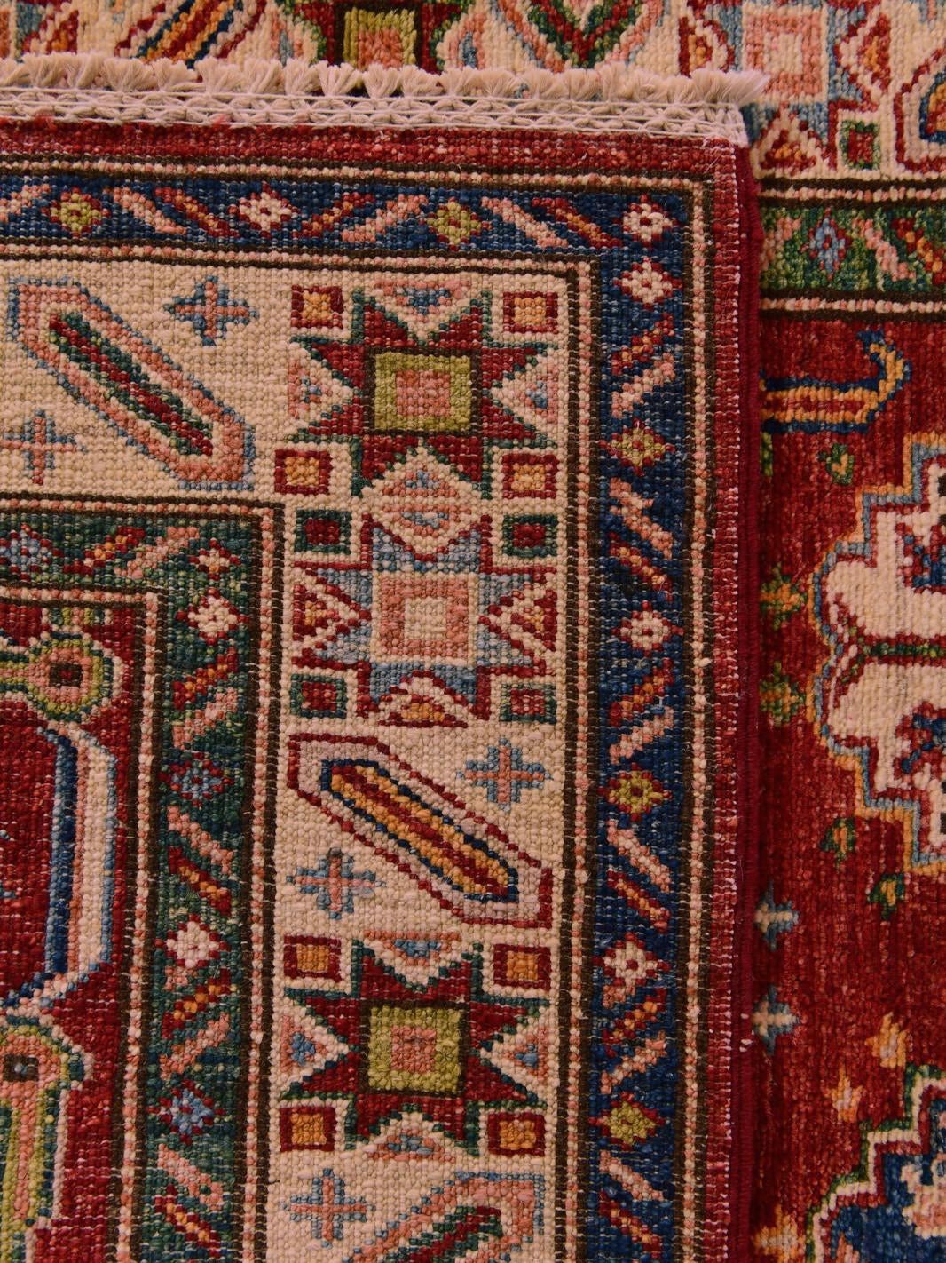 85cm x 300cm Hand Knotted Kazak Runner Rug
