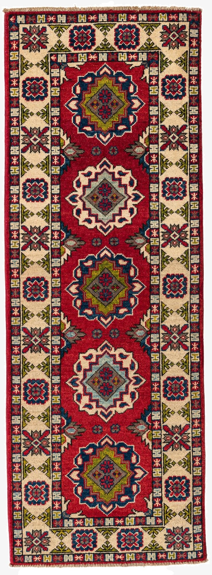 2' 1 x 5' 10  Hand Knotted Kazak Runner Rug