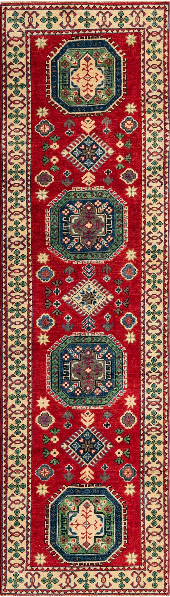 2' 9 x 9' 8  Hand Knotted Kazak Runner Rug