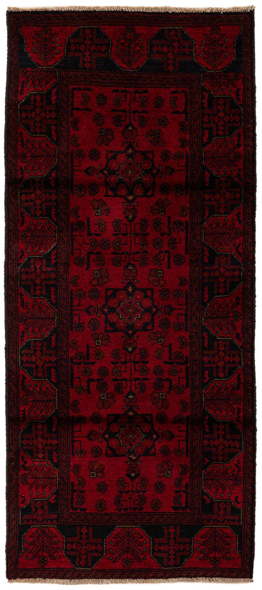 2' 9 x 6' 4 Hand Knotted Khal Mohammadi Wool Runner Rug
