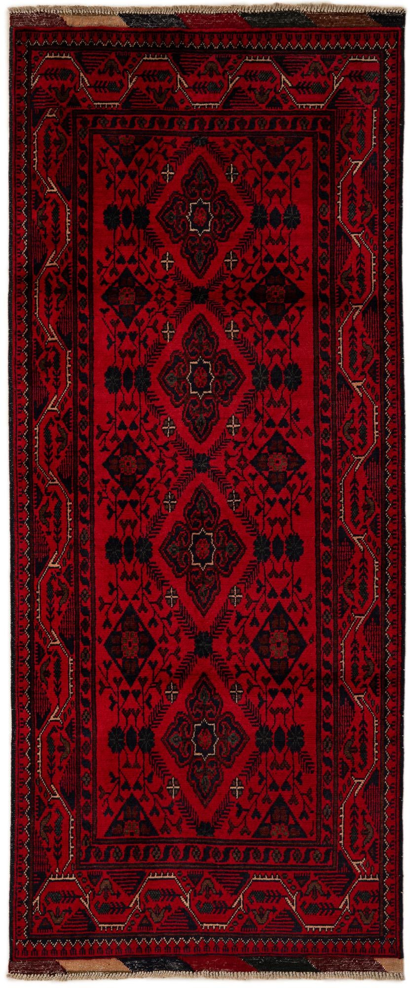 2' 9 x 6' 7 Hand Knotted Khal Mohammadi Wool Runner Rug