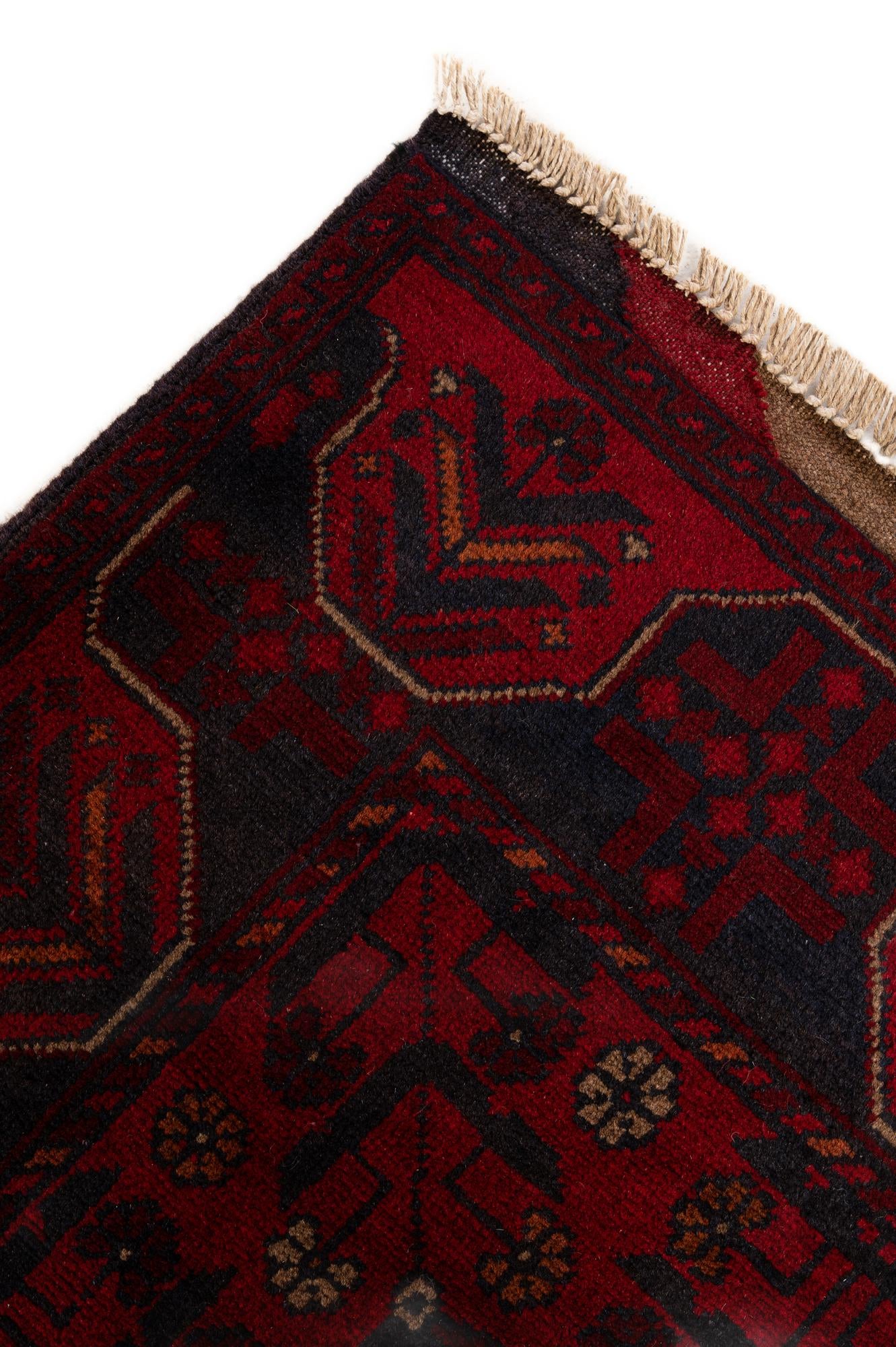 2' 11 x 9' 8 Hand Knotted Khal Mohammadi Wool Runner Rug