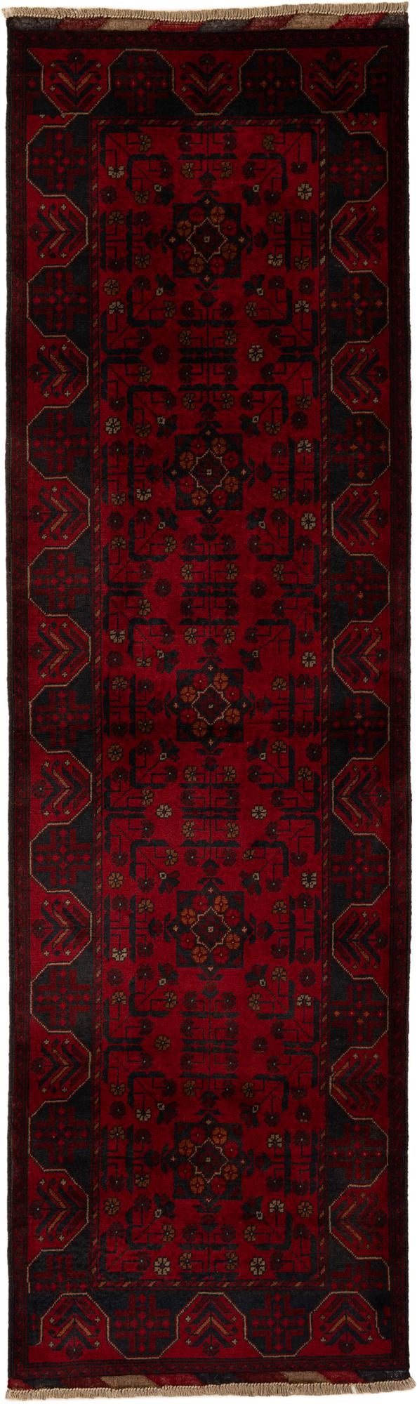 2' 11 x 9' 8 Hand Knotted Khal Mohammadi Wool Runner Rug