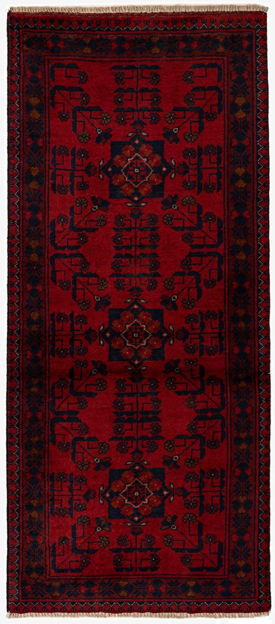 2' 7 x 6' 3  Hand Knotted Khal Mohammadi Wool Runner Rug