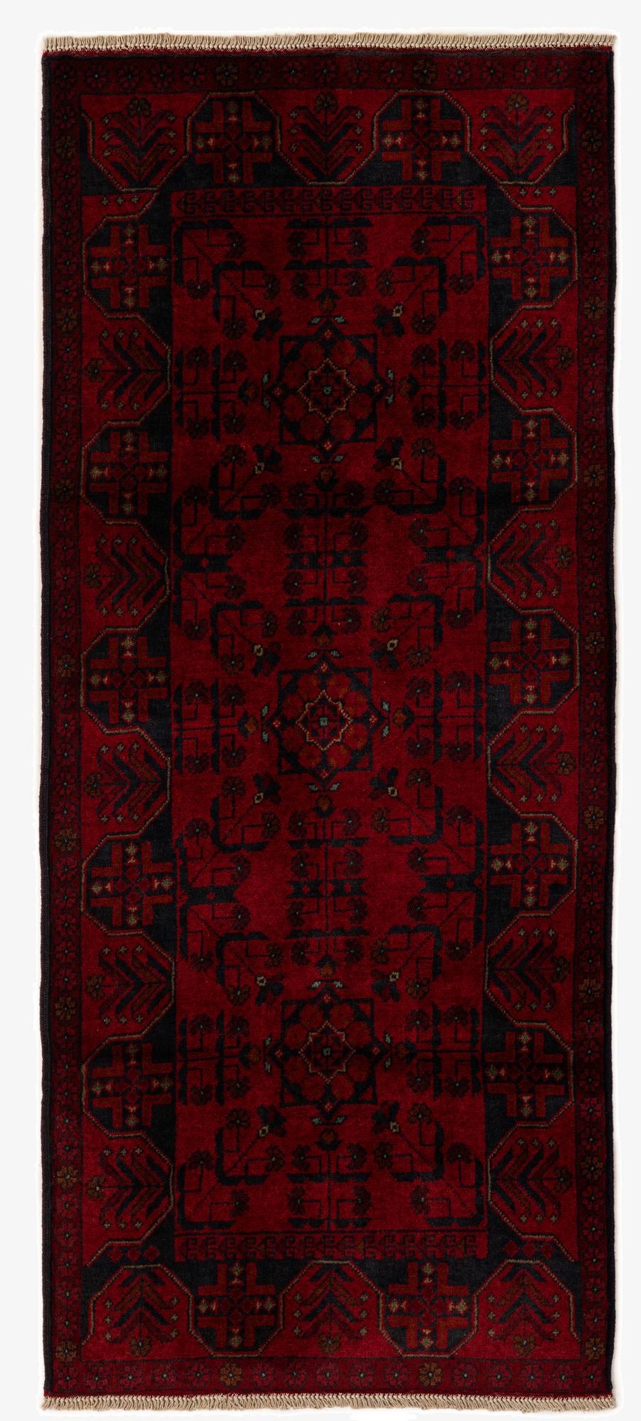 2' 9 x 6' 4  Hand Knotted Khal Mohammadi Wool Runner Rug