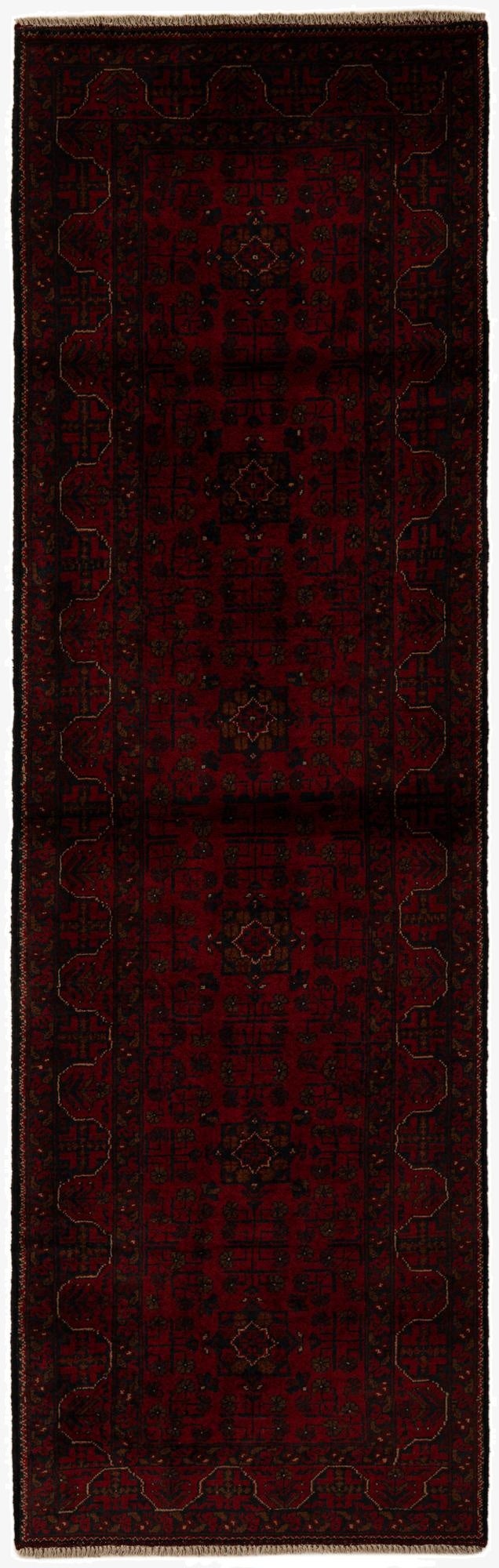 2' 11 x 9' 6  Hand Knotted Khal Mohammadi Wool Runner Rug