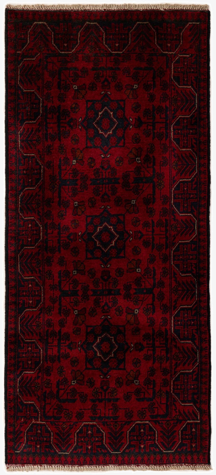 2' 8 x 6'  Hand Knotted Khal Mohammadi Wool Runner Rug