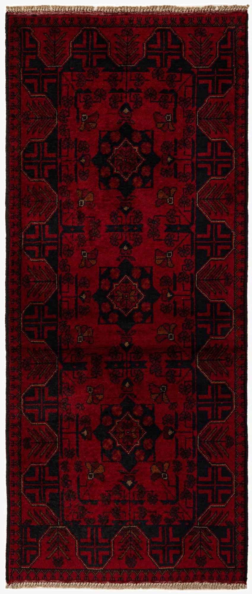 2' 8 x 6' 4  Hand Knotted Khal Mohammadi Wool Runner Rug