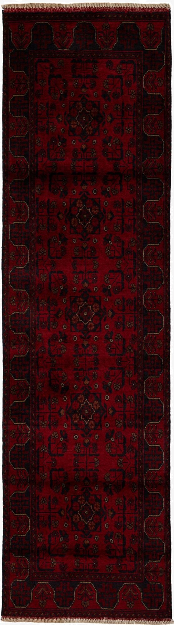 2' 7 x 9' 6  Hand Knotted Khal Mohammadi Wool Runner Rug