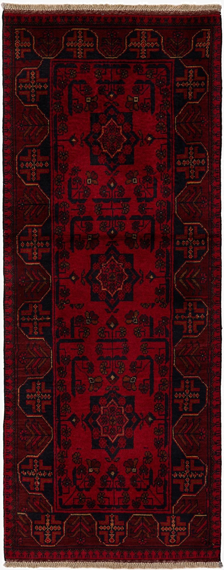 2' 6 x 6' 7  Hand Knotted Khal Mohammadi Wool Runner Rug