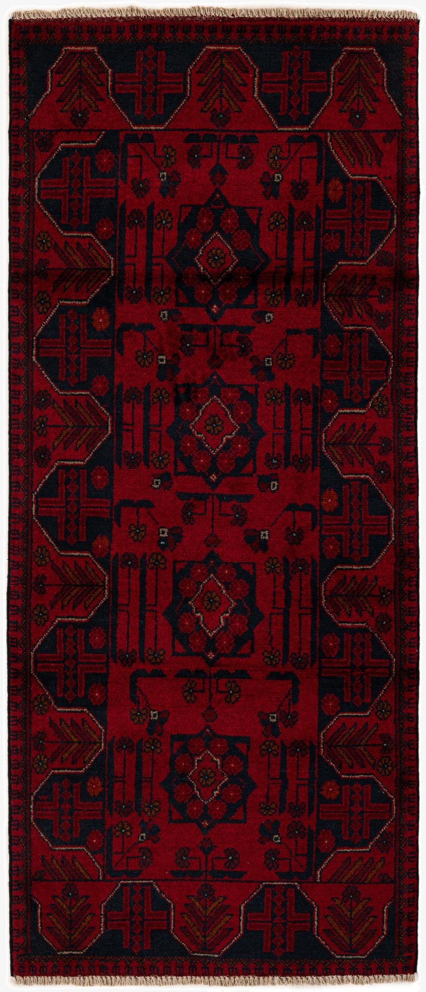 2' 8 x 6' 6  Hand Knotted Khal Mohammadi Wool Runner Rug