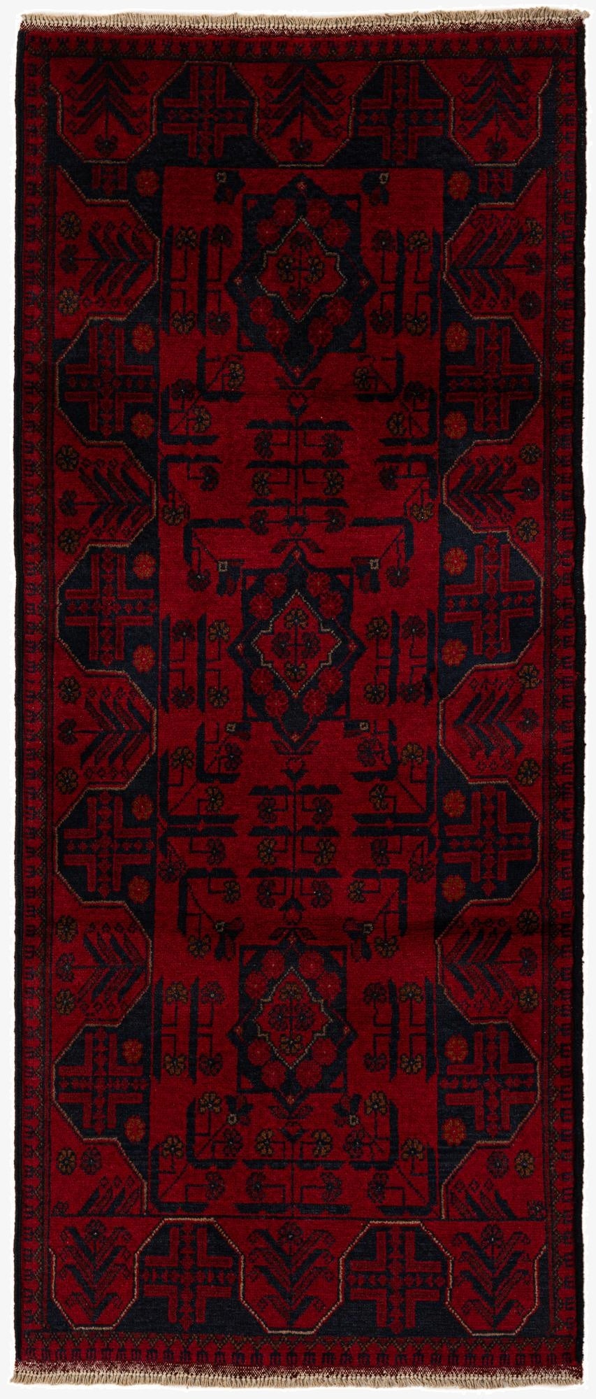 2' 8 x 6' 5  Hand Knotted Khal Mohammadi Wool Runner Rug