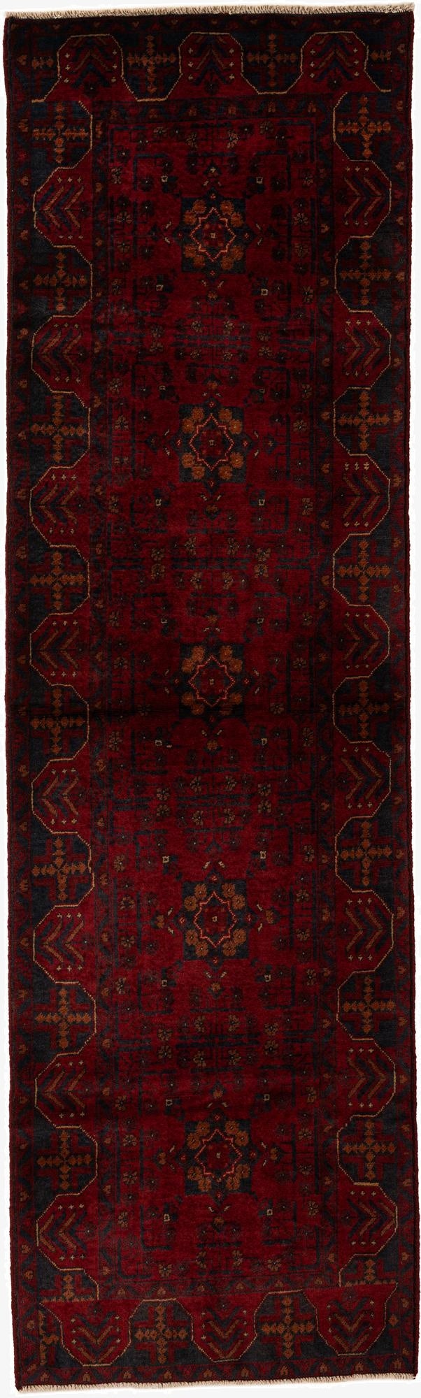 2' 10 x 9' 6  Hand Knotted Khal Mohammadi Wool Runner Rug