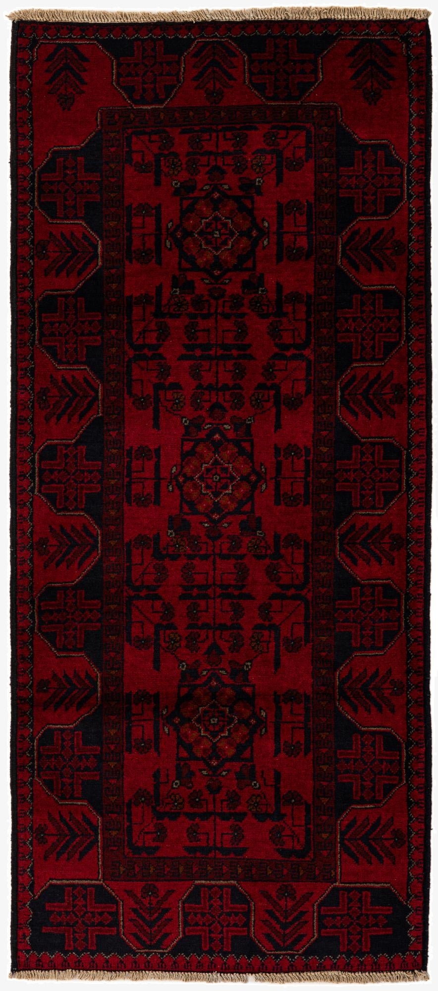 2' 9 x 6' 3  Hand Knotted Khal Mohammadi Wool Runner Rug