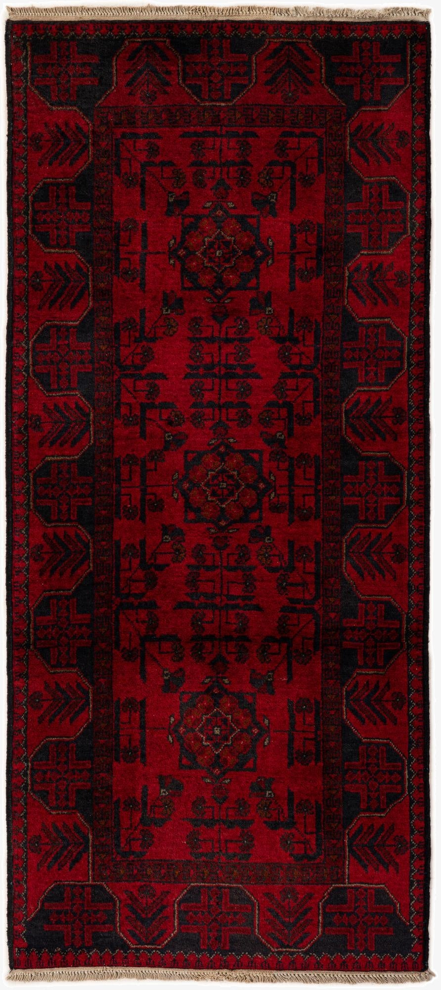 2' 9 x 6' 3  Hand Knotted Khal Mohammadi Wool Runner Rug