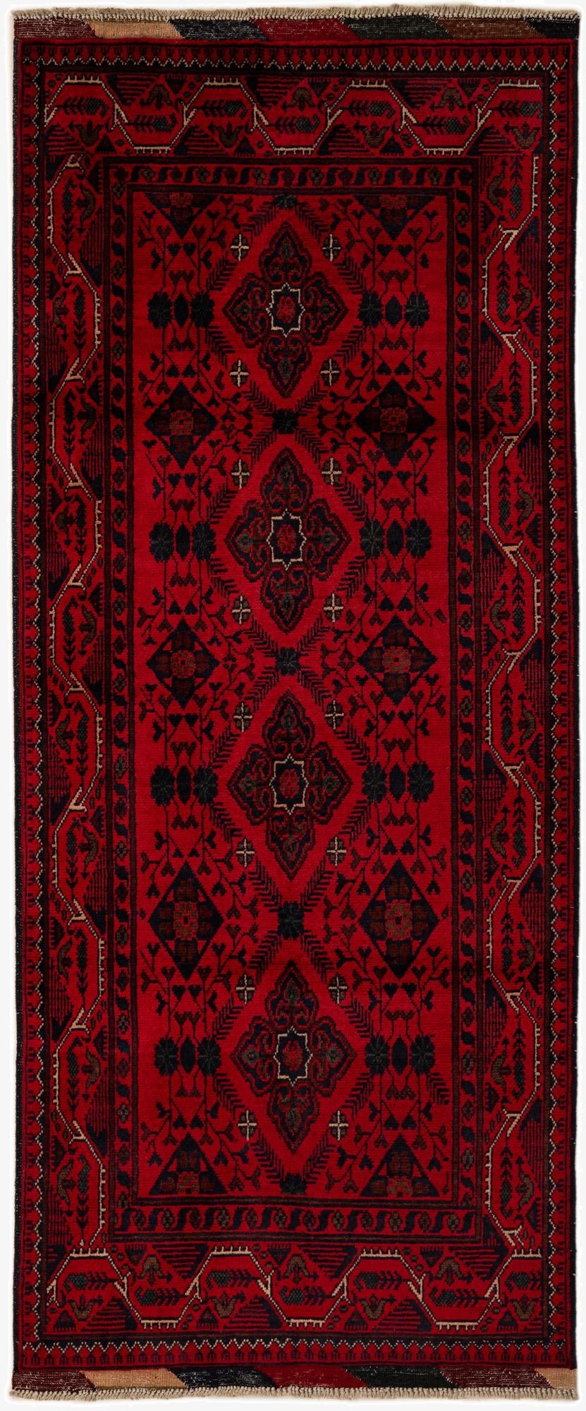 2' 9 x 6' 7  Hand Knotted Khal Mohammadi Wool Runner Rug