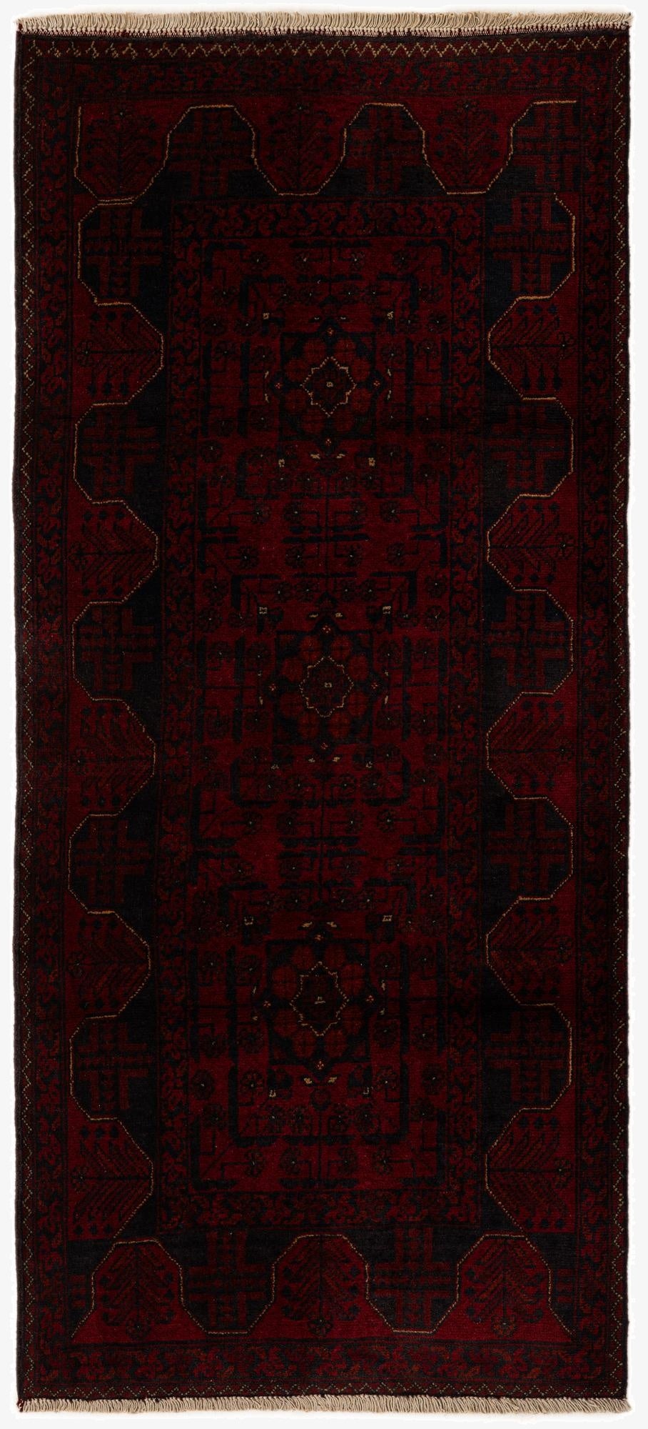 2' 9 x 6' 2  Hand Knotted Khal Mohammadi Wool Runner Rug