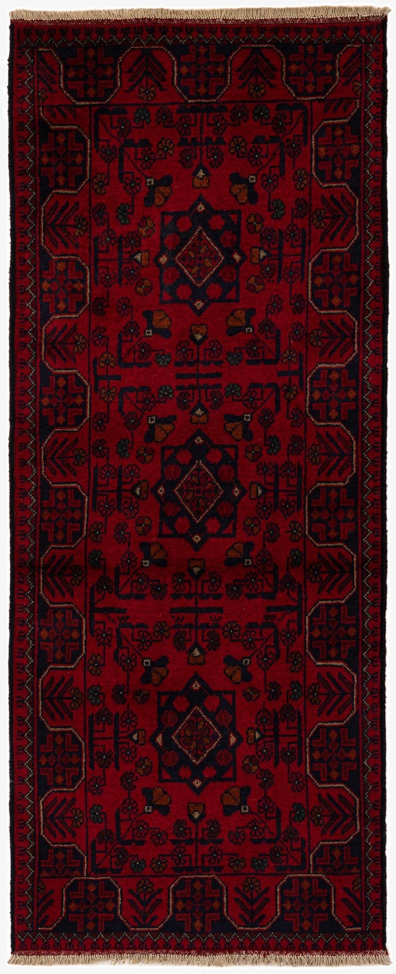 2' 7 x 6' 5  Hand Knotted Khal Mohammadi Wool Runner Rug