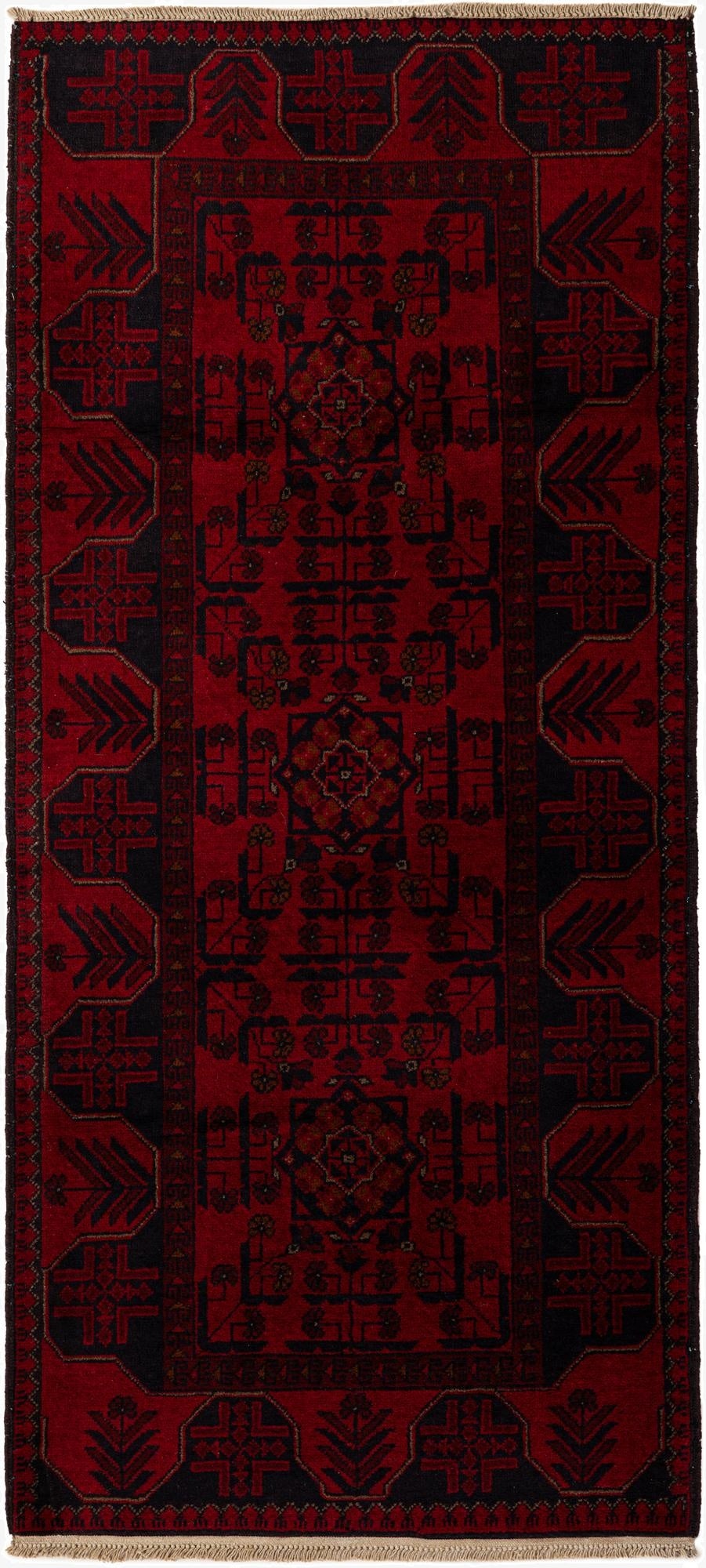 2' 10 x 6' 3  Hand Knotted Khal Mohammadi Wool Runner Rug