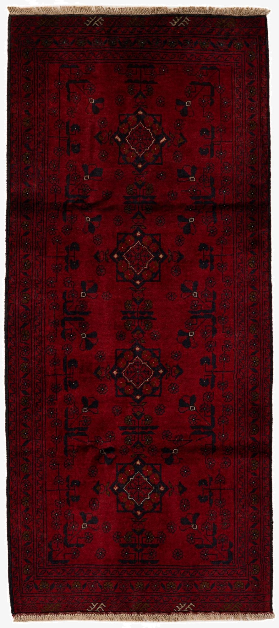 2' 10 x 6' 4  Hand Knotted Khal Mohammadi Wool Runner Rug
